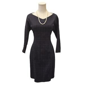 Theory Bodycon Blue Burgundy Checkered Short Classic Dress Womens Small